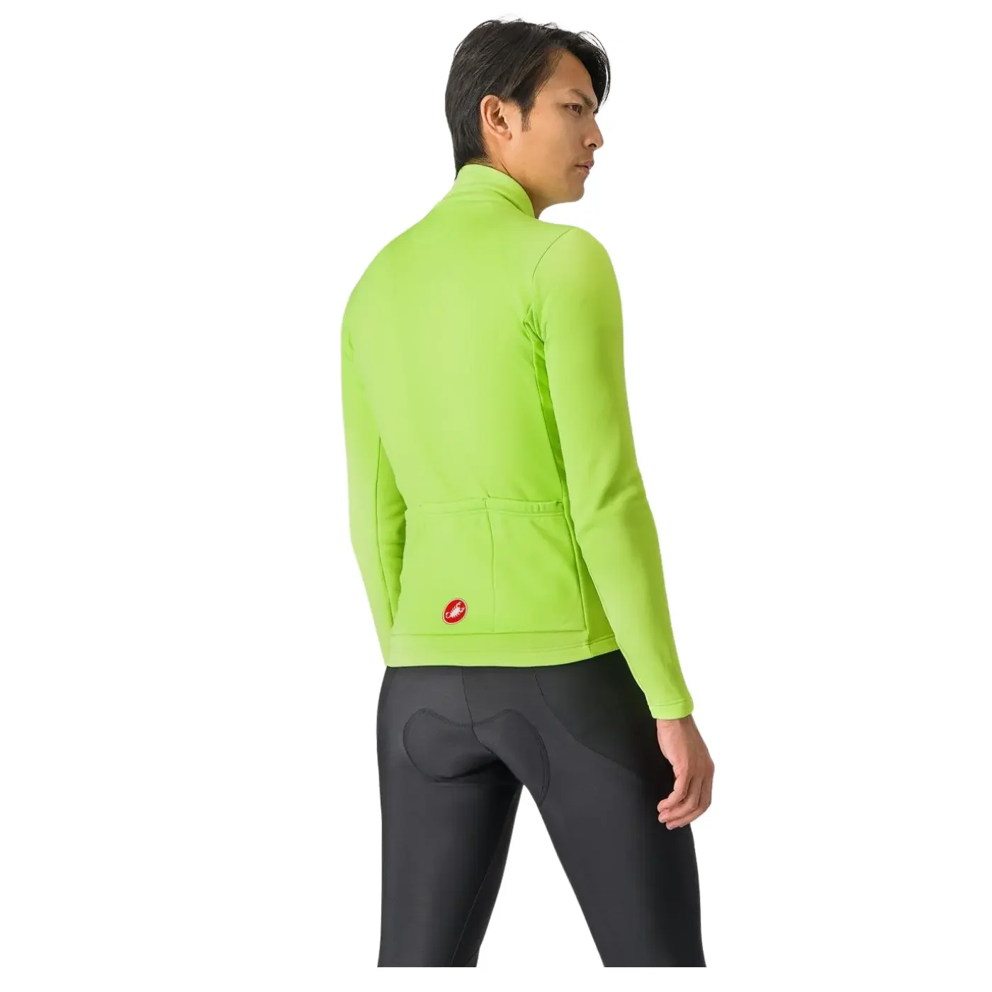 Castelli Entrata Thermal Jersey - Electric Lime / Dark Gray - Image 2
