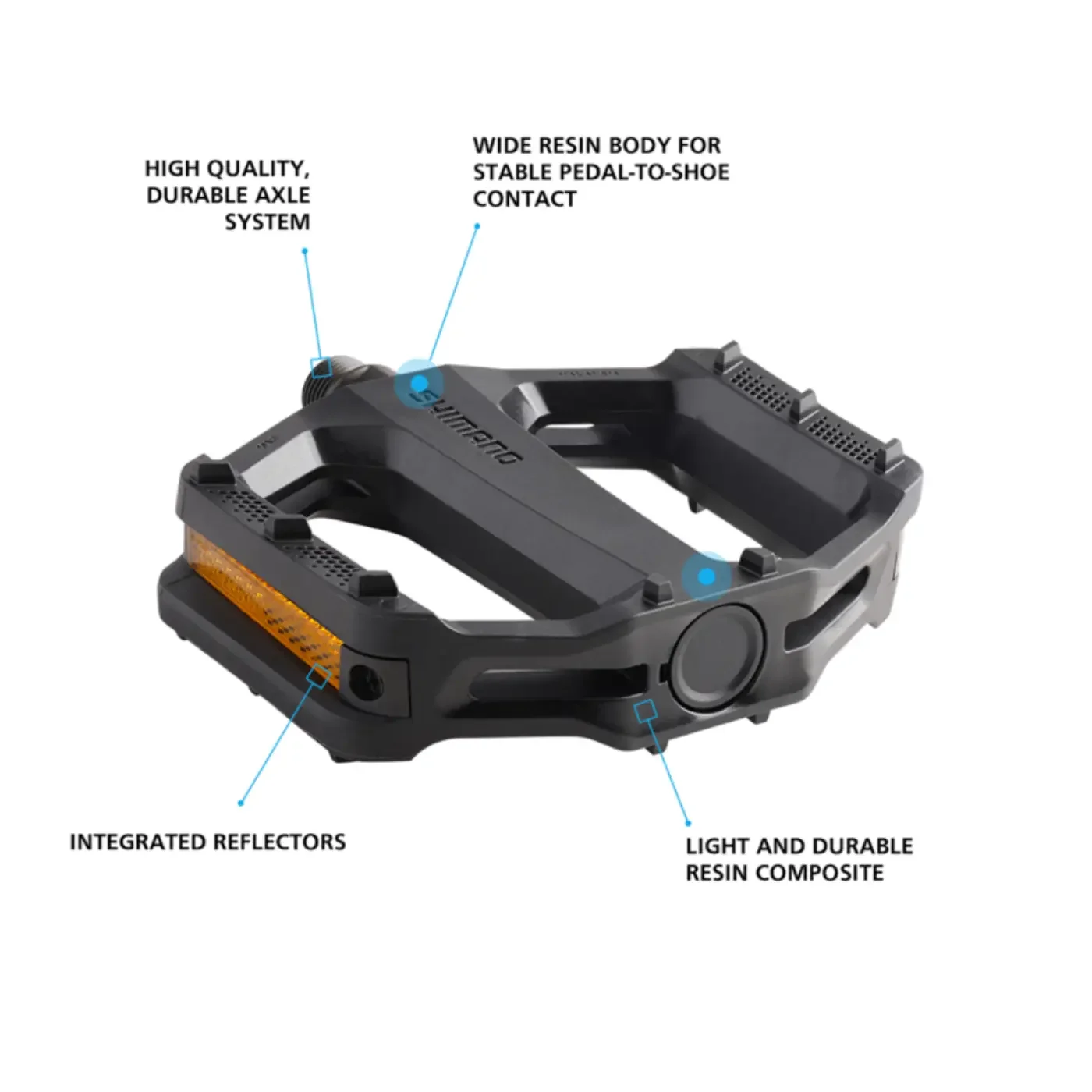 Shimano PD-EF102 Flat Pedal w/ Reflector - Black - Image 2